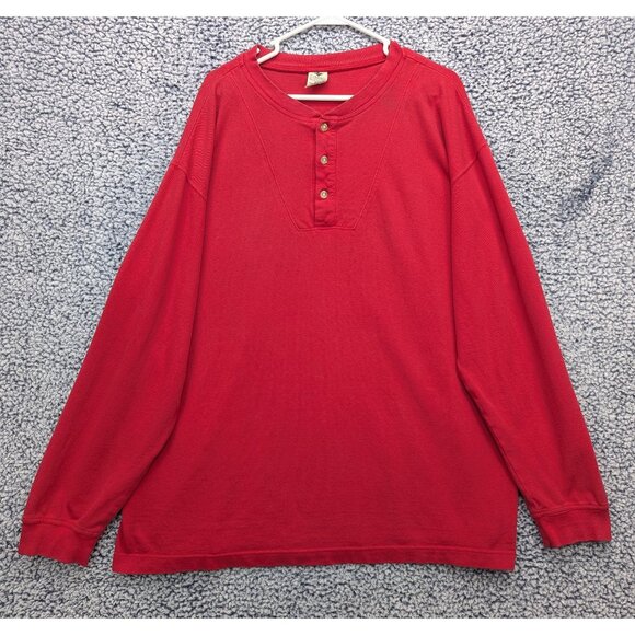 VTG Columbia Henley Shirt Mens XXL Long Sleeve Outdoor Hiking Casual 90s Y2K Red - Picture 1 of 13